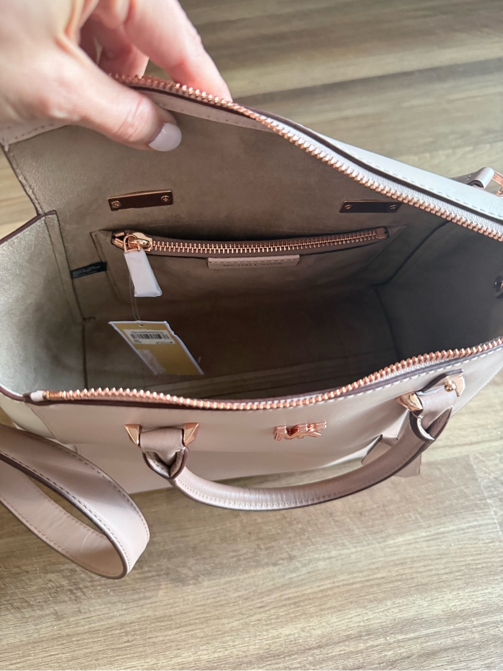 Michael Kors Blush and Cream Leather Satchel with Strap - Picture 6 of 7